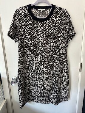Lark & Ro Black and White Polka Dot Short Sleeve Shift Dress